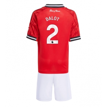 Billige Fotballdrakt Manchester United Diogo Dalot #2 Replika Hjemmedraktsett Barn 2025-26 Kortermet (med bukser)